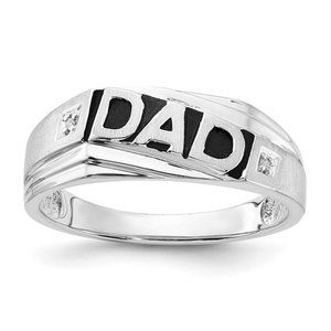 CLOSEOUT - Sterling Silver Polished & Brushed DAD Dimond Ring